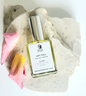 natural Joyful Perfume with citrus orange, grapefruit, and floral geranium notes - Body And Planet